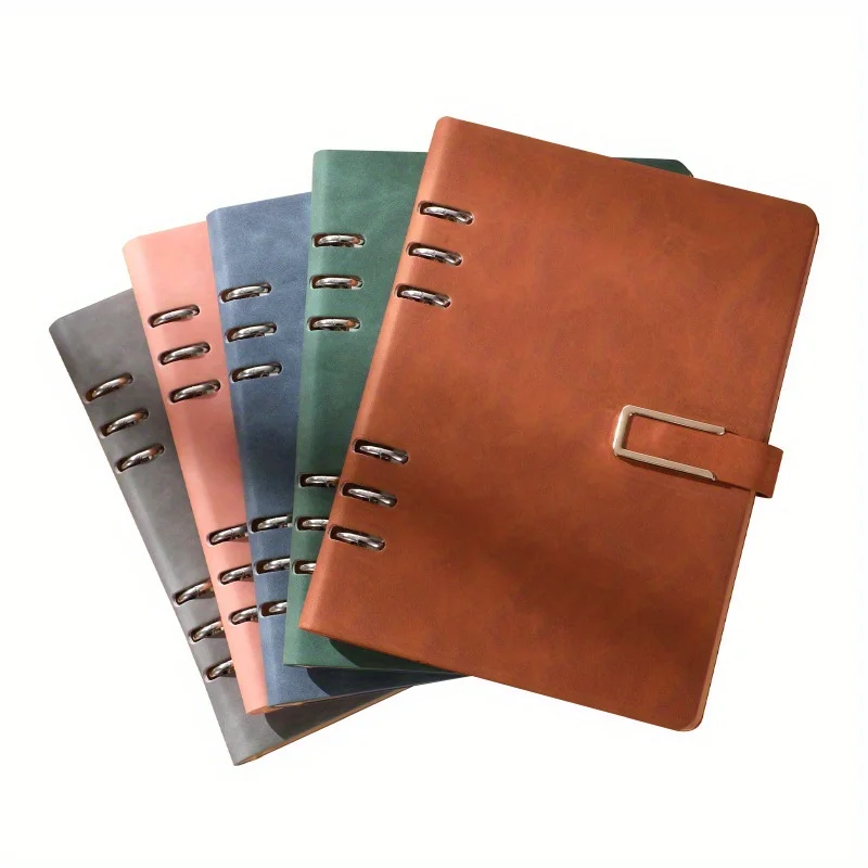 A5 Loose-leaf Notebook 6 Holes Color-Changing Leather Interchangeable Inner Leaf Notepad Office School Notebooks Stationery