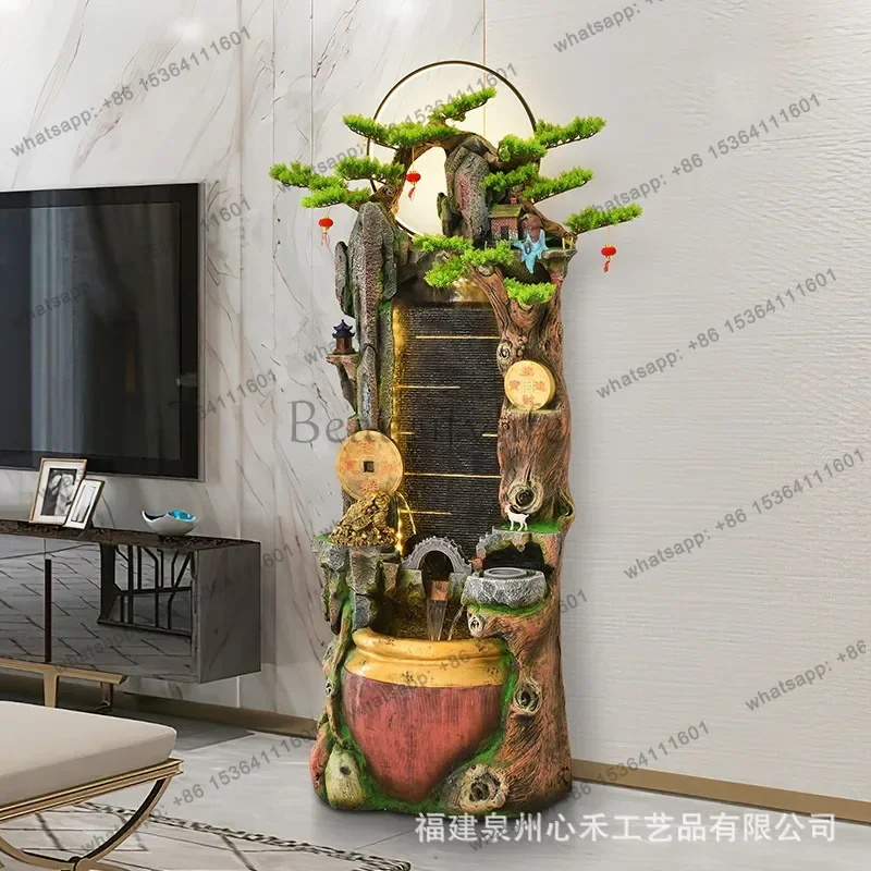 LJY  rockery fountain flowing water ornament living room office tea room balcony feng shui lucky fish tank landing, landscapi
