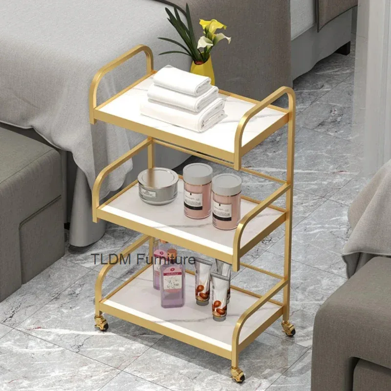 

Легкая роскошная тележка для высокого косметолога, тележка для инструментов для татуировки, 3-слойная тележка для красоты, парикмахерские инструменты, колеса для хранения