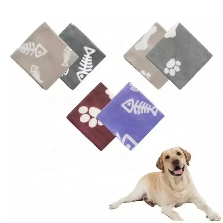 #Stock Cheap Price Promotion Pet Printed Puppy 100*70cm Polar Fleece Dog Blanket 6pcs/set