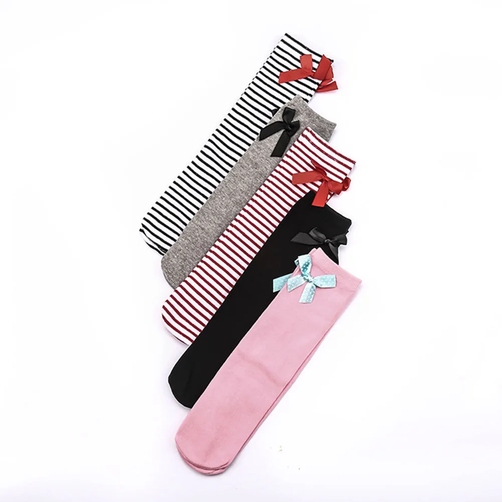 

Bow Knee Socks Kids Girls High Striped Stocking Thigh Over Knee Sock Children Warm Soft Cotton Long Leggings Booty Sock