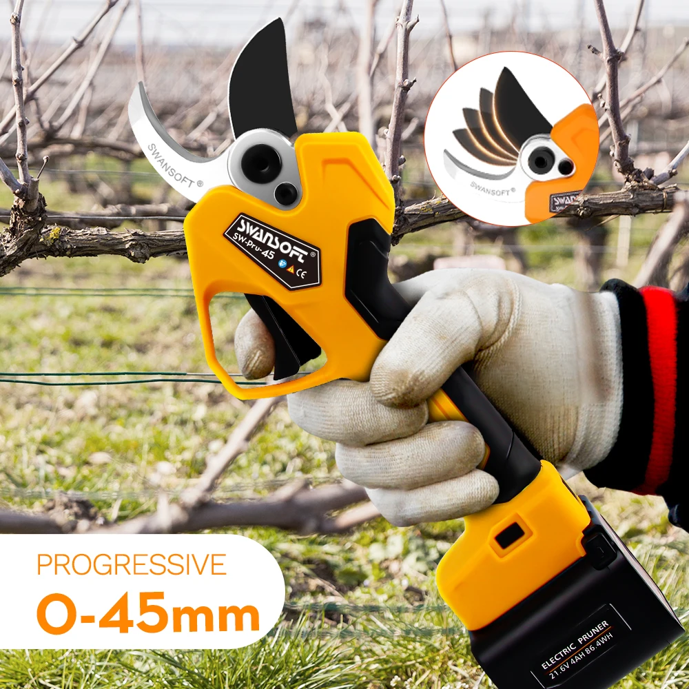 45mm Swansoft SW-PRU-45 professional cordless electric pruners pruning shears for orchards fruit trees branch cutting