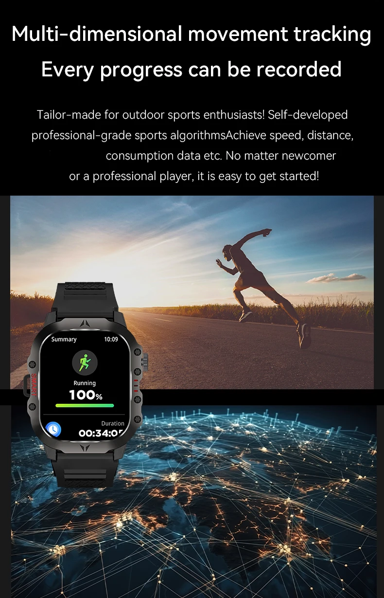 2024 Sport all'aria aperta Smart Watch Schermo a colori HD da 2,01 pollici Chiamata Bluetooth Smart Watch Monitoraggio della salute Orologio elettronico da uomo