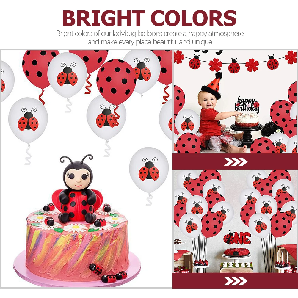 

48pcs Ladybug Balloons Latex Balloon Decor For Birthday Party Jungle Theme Baby Shower Wedding Event Party Supplies Decoration