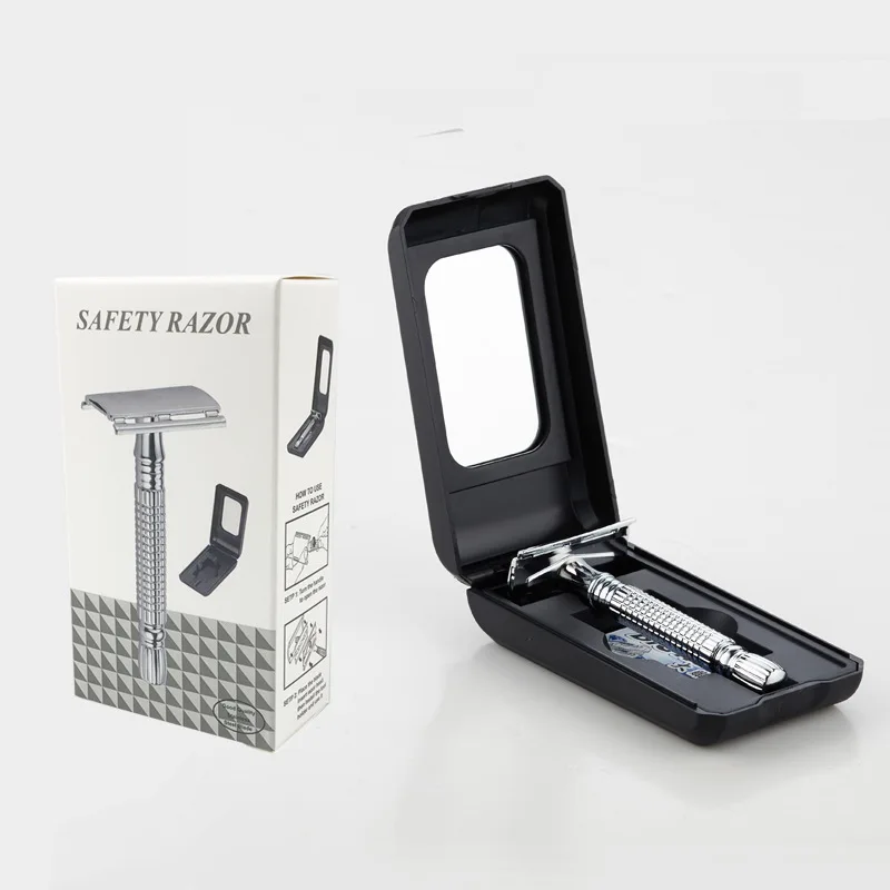 Rasoio di sicurezza regolabile doppio bordo in acciaio inossidabile classico da uomo rasatura da rasoio da barba da rasoio da barba da uomo
