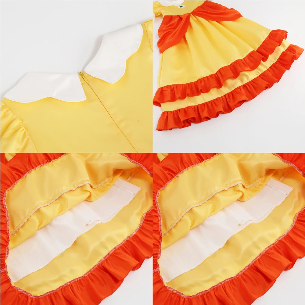 Daisy Costume For Grils Cartoon Movie Cosplay Kids Orange Party Outfits 2-10 Years Halloween Fancy Clothes