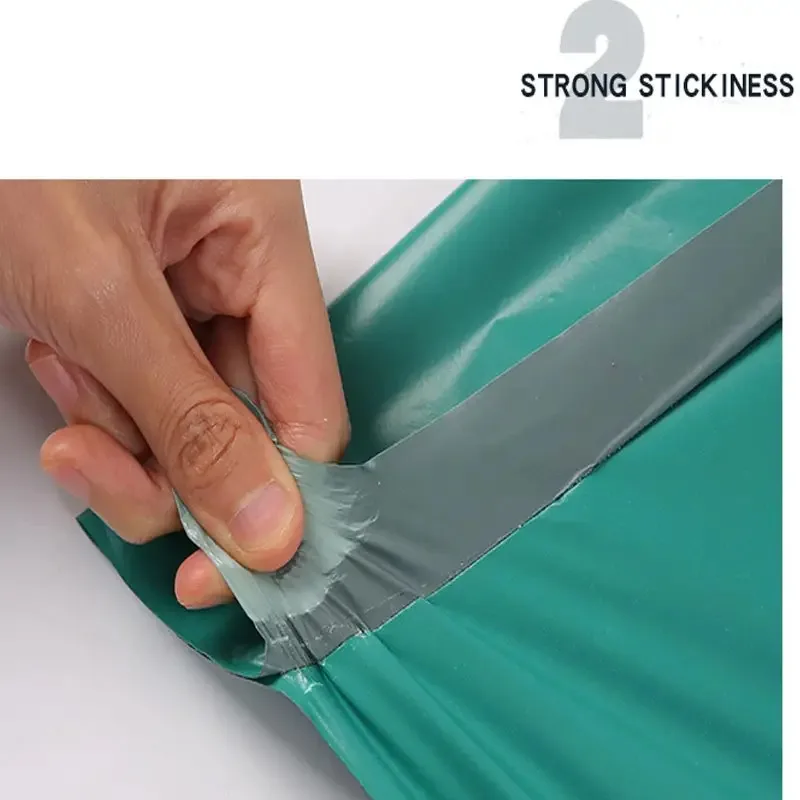 Waterproof Thick Green Plastic Mailing Envelopes 25 Pieces, Reusable Secure Messenger Bags with Teal Metal Reinforced Closure, P view 4