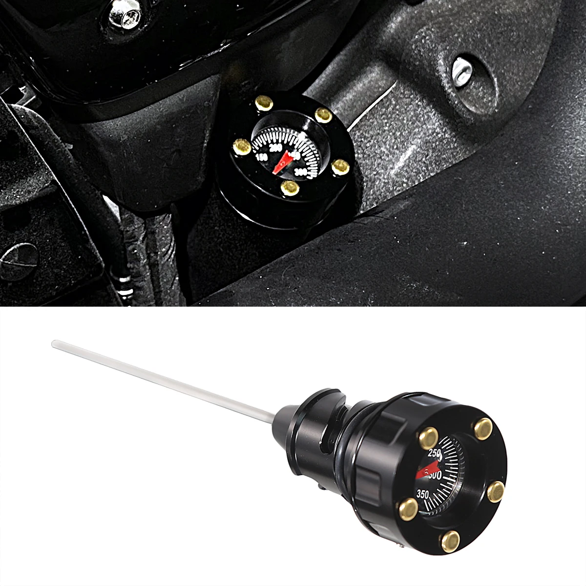 

Oil Temperature Dipstick 5 Brass For Harley 2018-2024 Softail Low Rider Fat Boy Heritage Classic Street Bob Breakout