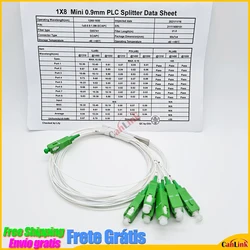 5pcs/lot 1X2 1X4 PLC SC/APC SM Single Mode 0.9mm G657A1 LSZH 1m FTTH Fiber Optic Splitter