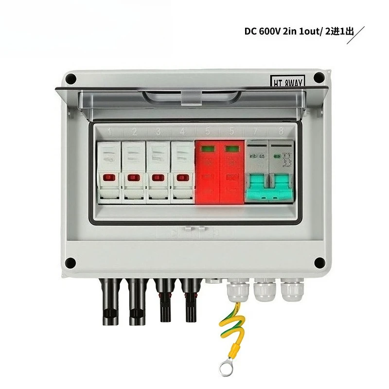 DC600V Solar PV Combiner Box Plastic 1/2 In 1/2 Out DC Switch Box For Photovoltaic Power System