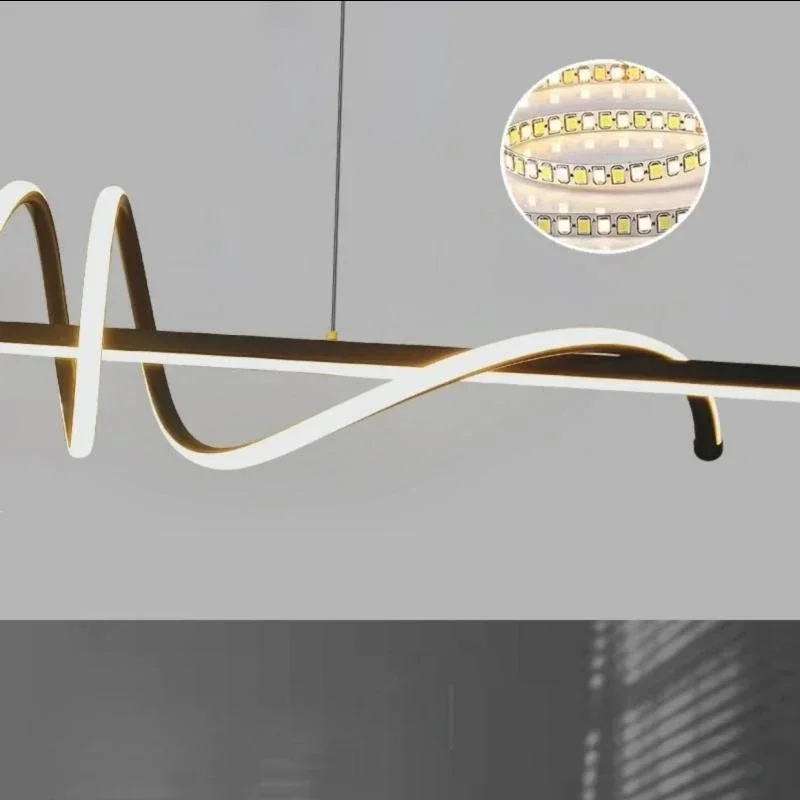 Imagem -06 - Lâmpada Pingente Led Curvo para Mesa de Jantar Nordic Modern Simple Kitchen Bar Chandelier Decoração Criativa do Armário Luminária 2023 Novo