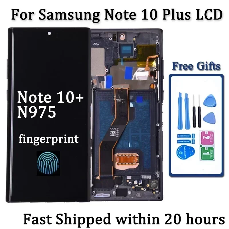 AMOLED Note 10 Plus Screen For Samsung Note10+ N975F Lcd Display Touch Screen with Frame Support S Pen Fingerprints