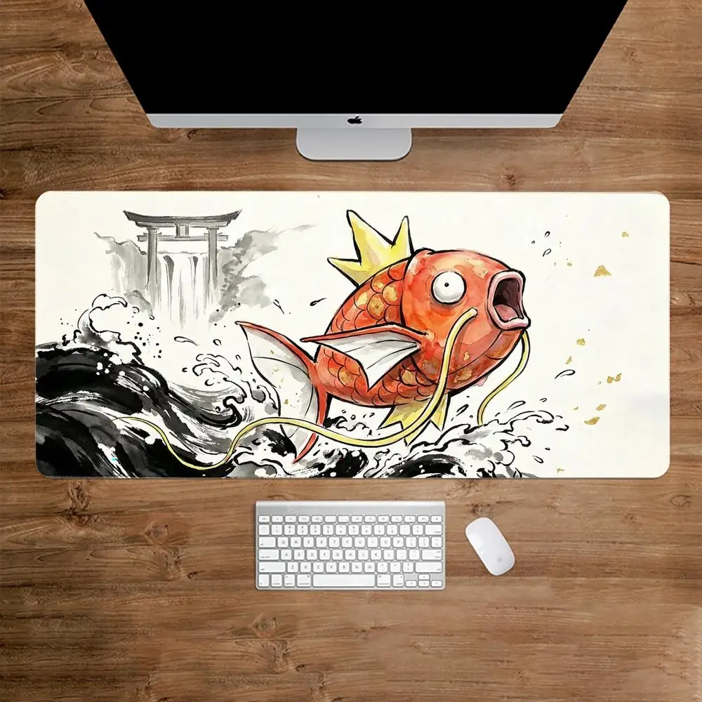 Ink wash Style koi Fish Lotus Flowers Extra Large Desk Mouse Pad Keyboard Mat for Desktop Setup Gaming Desk Mat Anti-slip