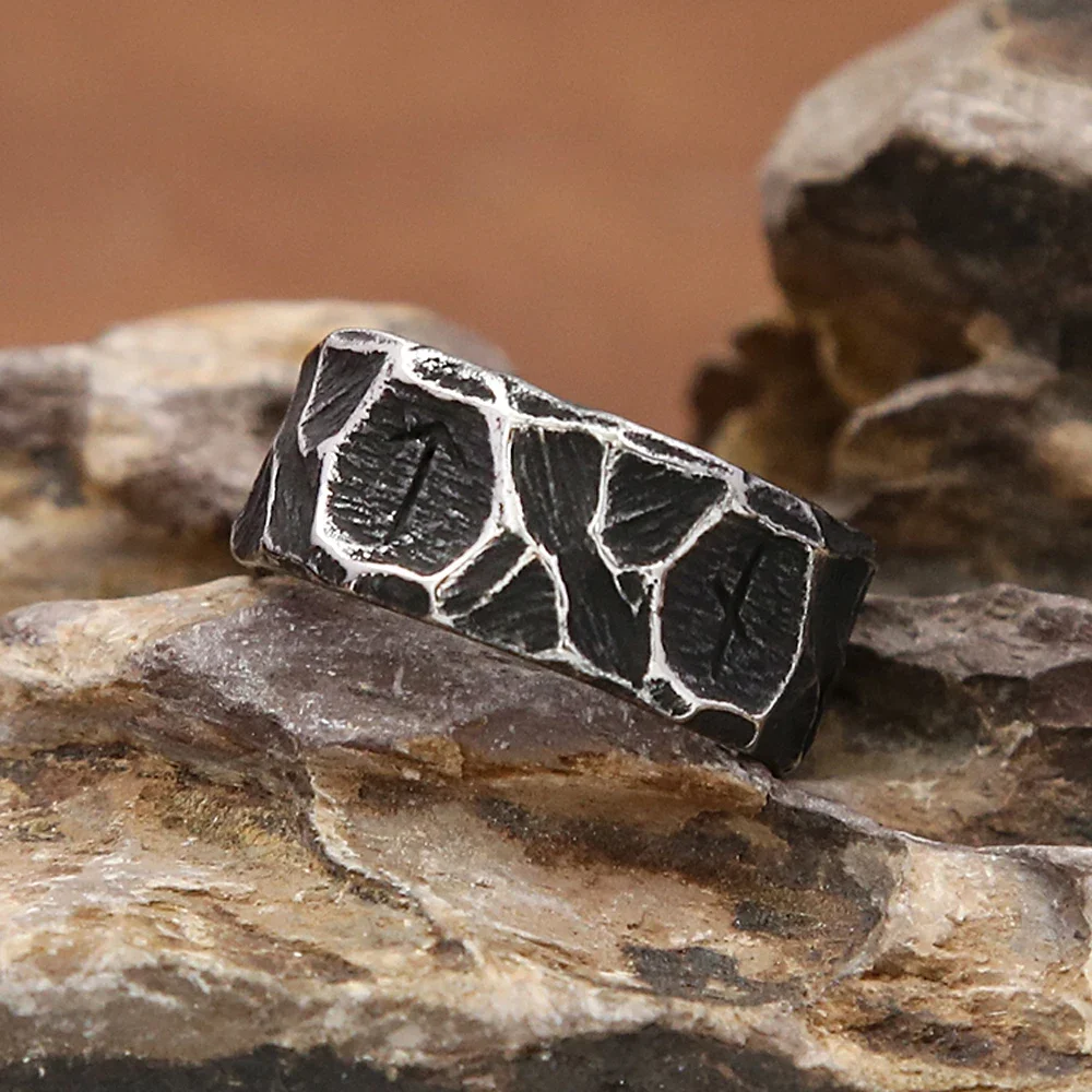 بسيطة موضة الشمال فايكنغ رون الدائري الهيب هوب 316L الفولاذ المقاوم للصدأ تميمة الدائري للرجال النساء Vintage مجوهرات هدية اكسسوارات