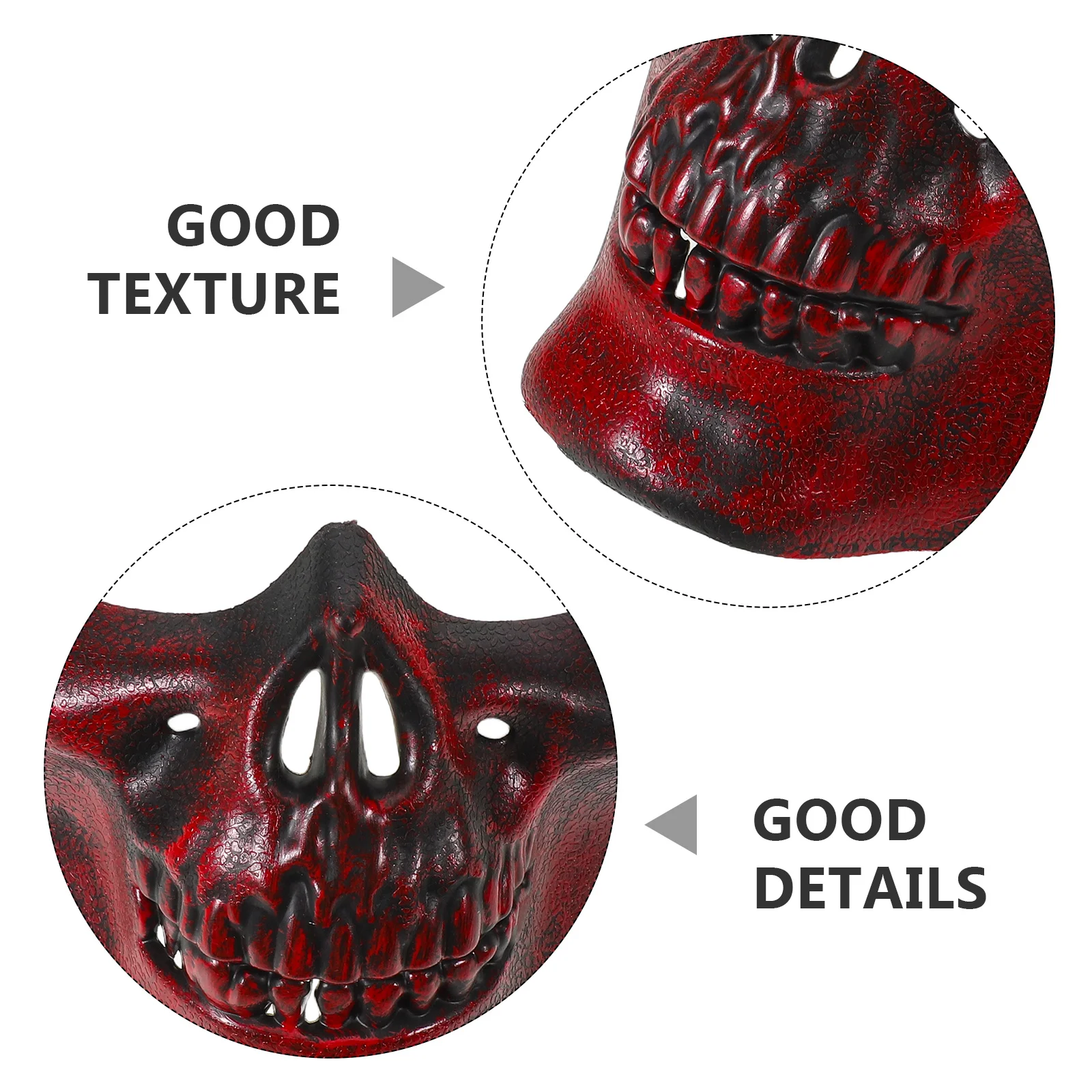 Demi-masque réaliste avec visage de crâne, 3 pièces, pour Halloween, carnaval, fête, Cosplay, Costume d'horreur, masque effrayant pour hommes et femmes