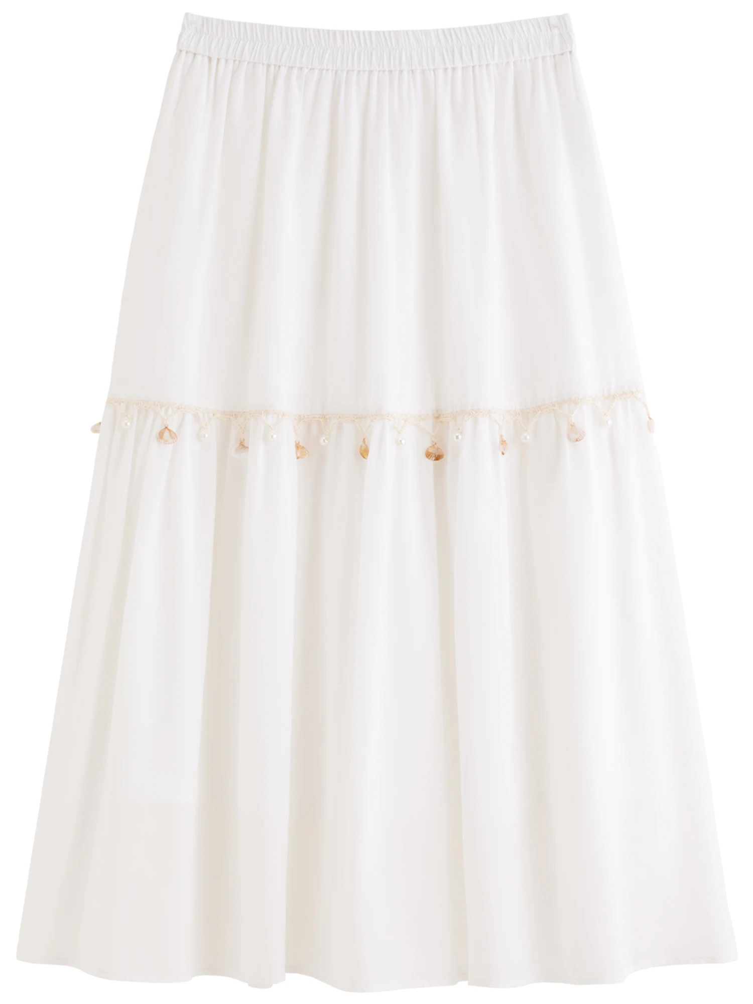 DUSHU Holiday Style Donna Onda Giocosa Gonna Conchiglia Gonna Lunga da Viaggio in Pizzo 2025 Nuovo Arrivo A-line Ombrello Gonna 25DS82748