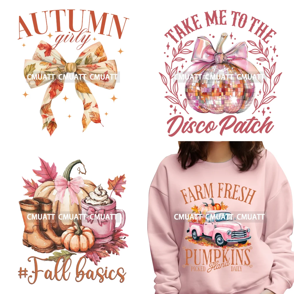 

Autumn Take Me To The Pumpkins Patch Fall DTF Heat Transfer Sticker Washable DIY Ready To Press Iron On Clothing Garments Shirts