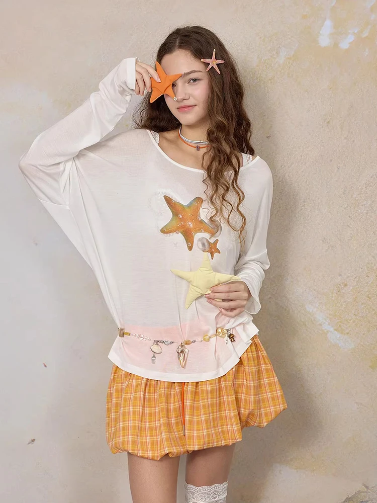 Reddachic feminino xadrez bolha saia férias verão cordão cintura baixa forro shorts inchado plissado mini saia bonito y2k roupas