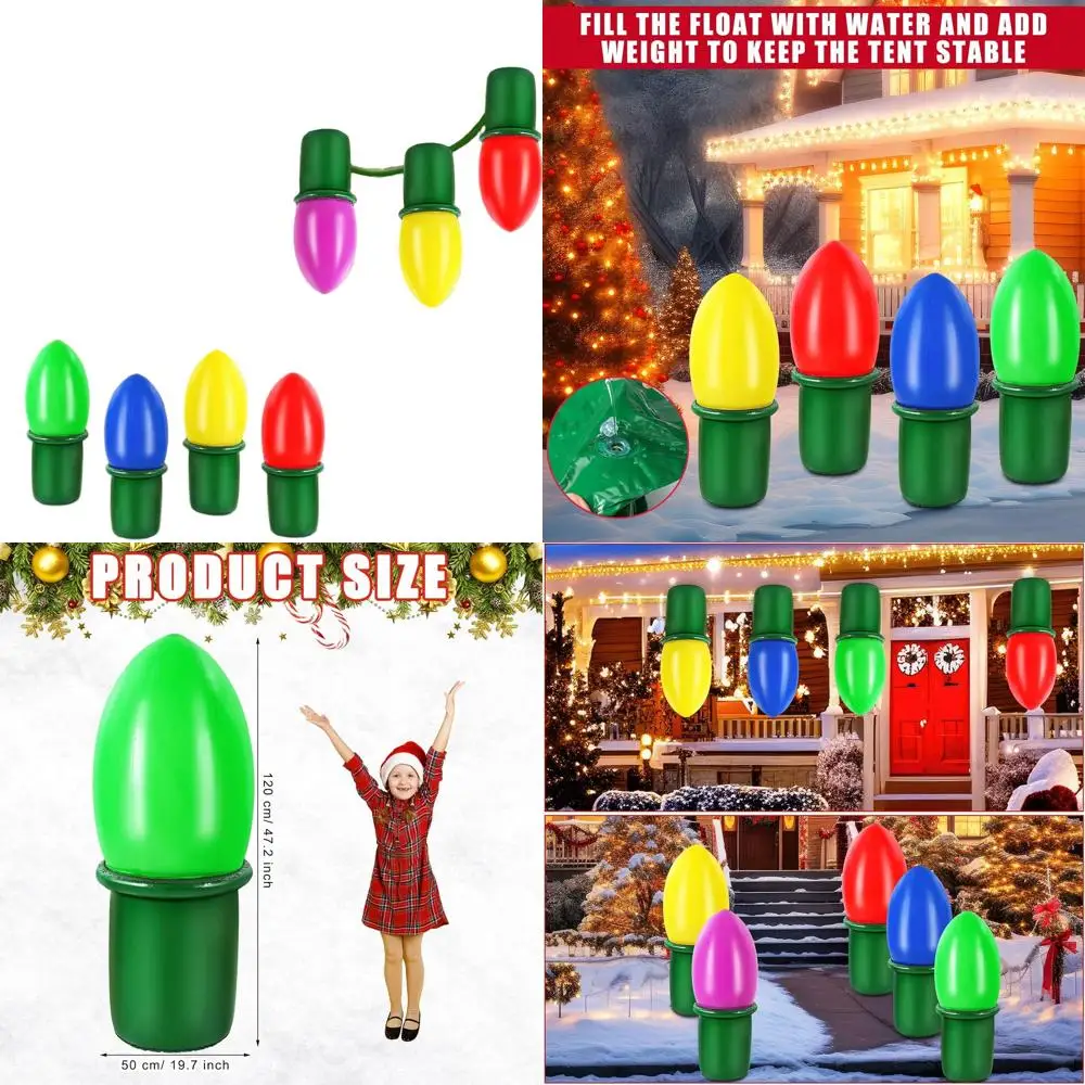 

Надувные рождественские лампочки Jumbo 47,2 — украшения для лужайки на открытом воздухе/в помещении для праздничных вечеринок