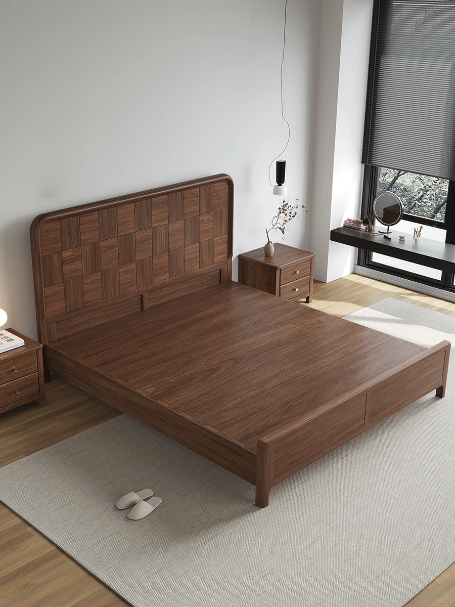 NEW Full solid wood bed, bedroom king bed, modern and minimalist