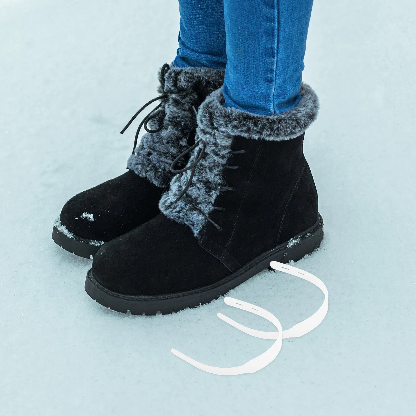 4 قطعة شريط مرن سيليكون 9.7 بوصة لأحذية الثلوج لا التعادل بسط أربطة الحذاء استبدال للأحذية الرياضية في الهواء الطلق الشتاء #2