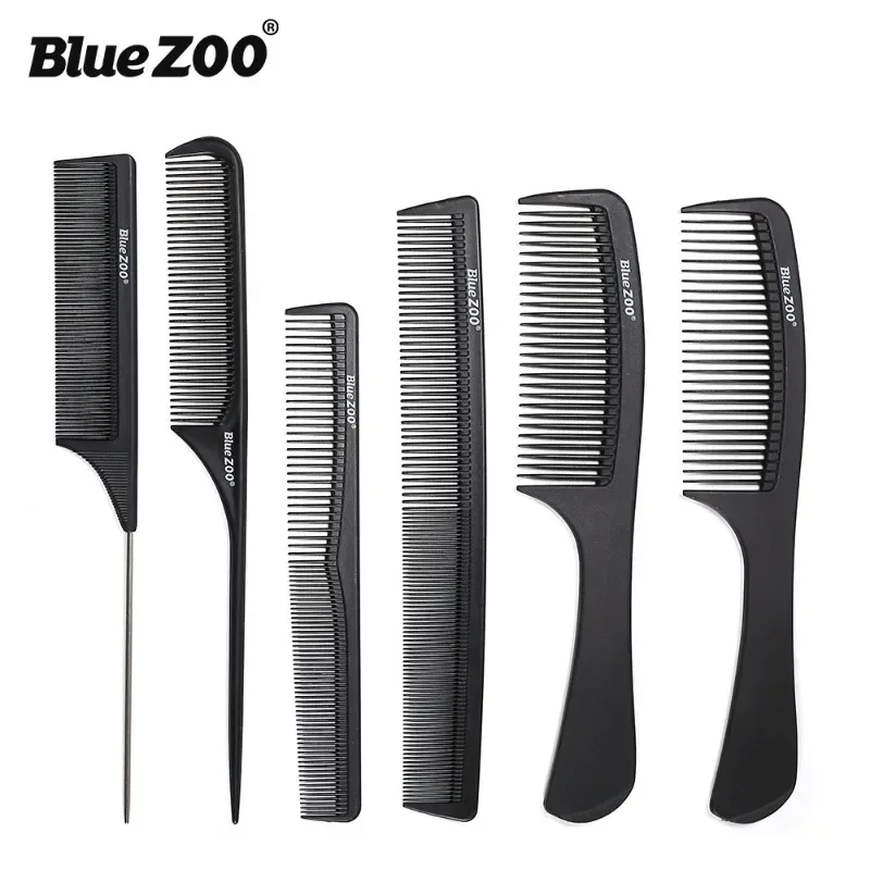 Blue ZOO Hairdressing, Pointed Tail Comb, Pick Up Comb, Hairpin Hair, High Temperature and Anti Static Carbon Fiber Combs, 6 Opt