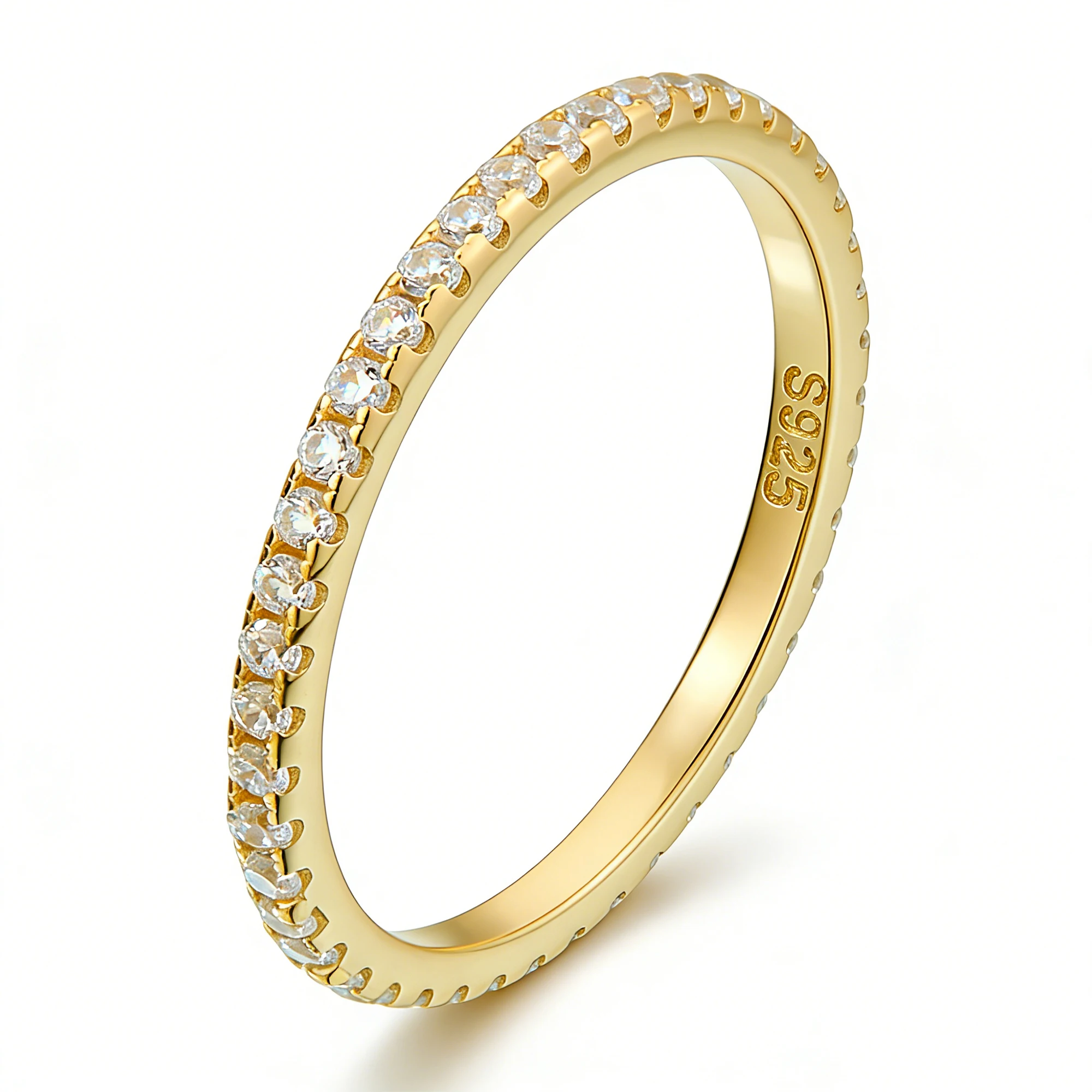 

S925 Sterling Silver Diamond Band Ring for Women Simple Fashion Versatile Elegance Stackable High-End Feelment Finger Jewelry