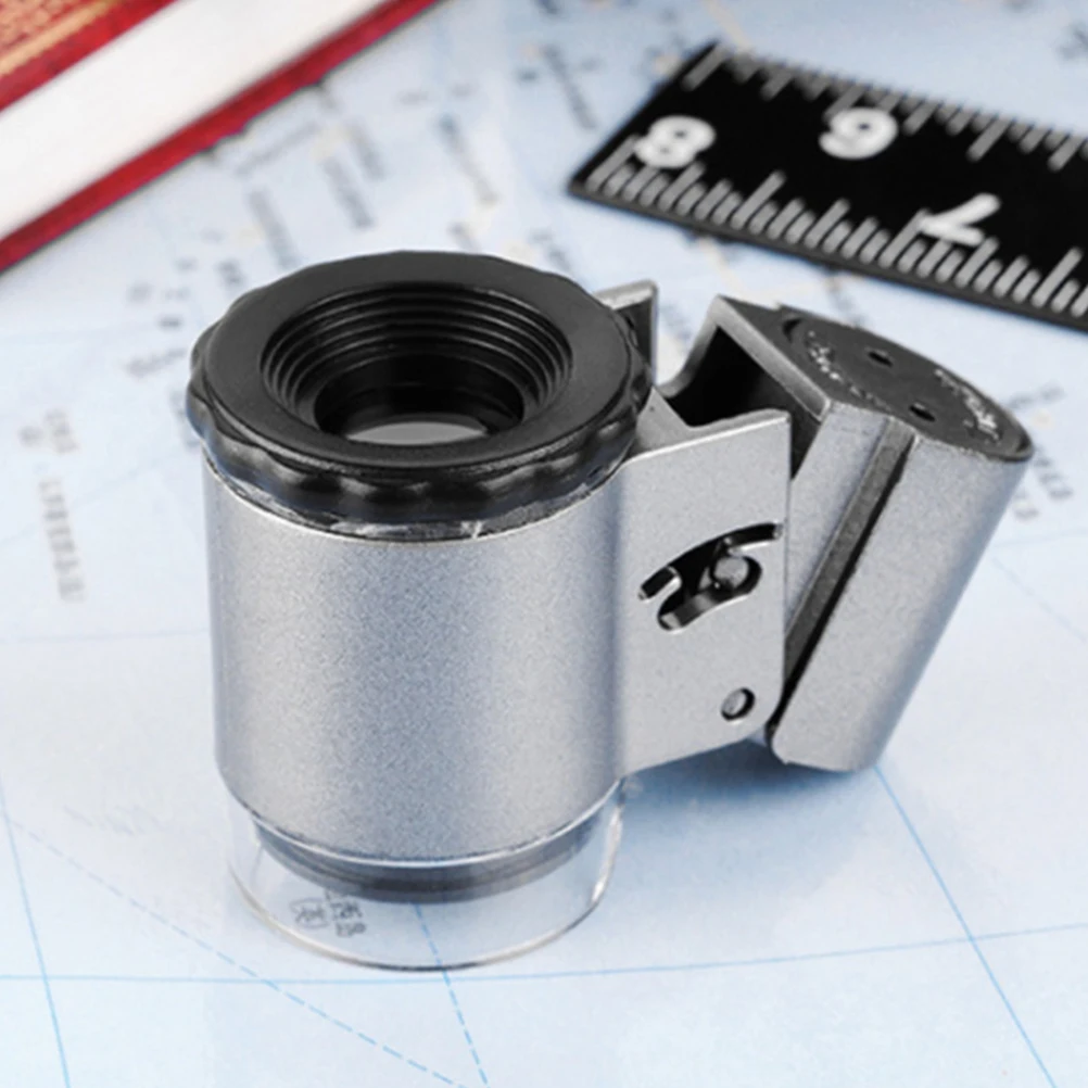 

1pc Portable Jewelrymicroscope 50X Led Magnifier For Currency Painting Inspection Mini Sturdy Lightweight Loupe Tool