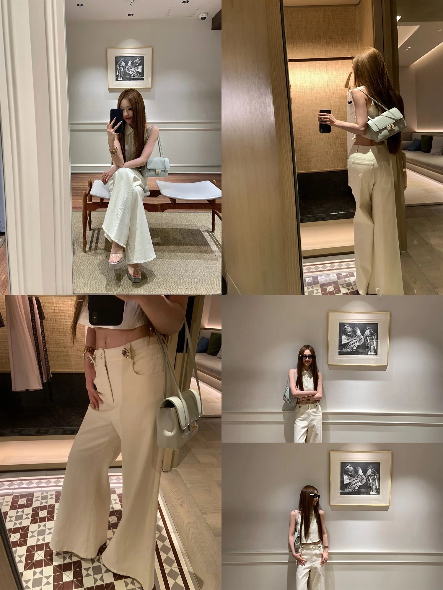 

Zoneelea White Wide Leg Jeans Women's Fashionable High Waist Cotton Blend Soft Washed Casual Spring Season Ladies Jeans