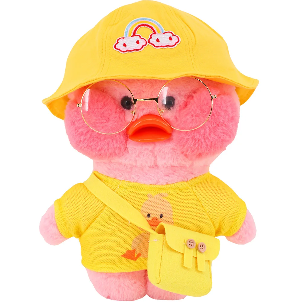 3Pcs/Set Yellow Duck Clothes Accessories Hat Bag 30cm Lalafanfan Clothes Kawaii Animal Dress Plush Stuffed Toy Children\'s Gifts