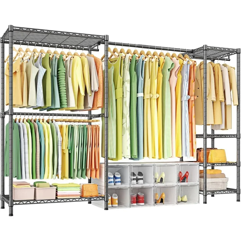 

e10 clothes rack（with stretchable hanger rod）freestanding clothing racks for hanging clothes，adjustable closet organizer system
