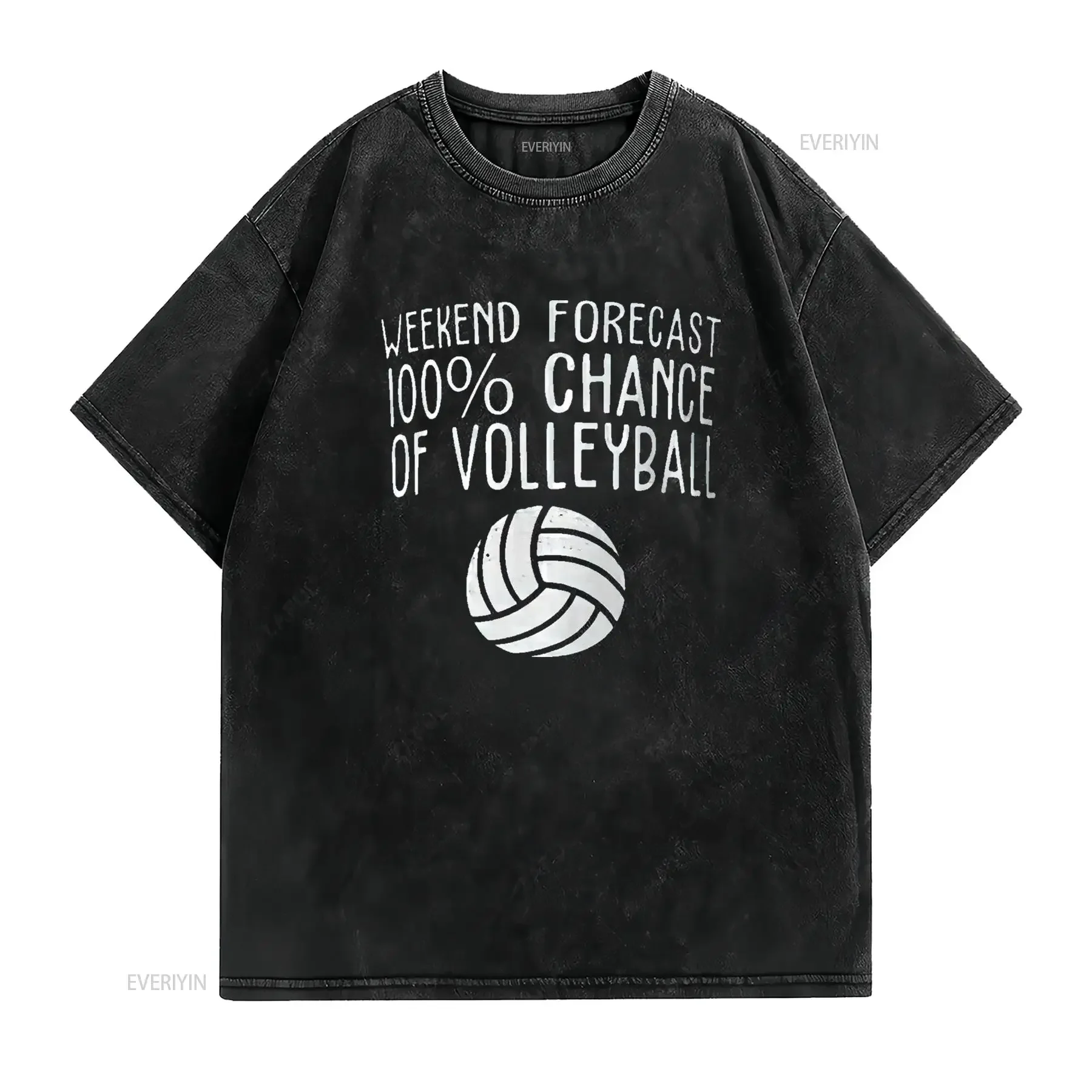 Funny Volleyball Weekend Forecast Womens T Shirt Black M vintage Washed Top For Everyday Wear designer clothes fashion Slightly