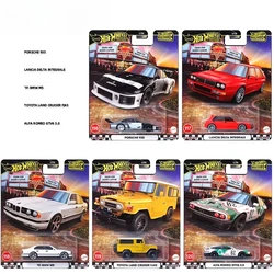 Mattel Hot Wheels Premium Car Boulevard Meninos Brinquedos 1:64 Diecast Alfa Romeo Toyota Land Cruiser BMW M5 E34 Porsche Lancia Presente