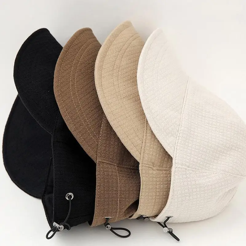 Korean style Bonnet Women's Solid Color Bucket Hat Sunscreen Outdoor Sports Casual Bucket Hat Adjustable Beach Fisherman Hat