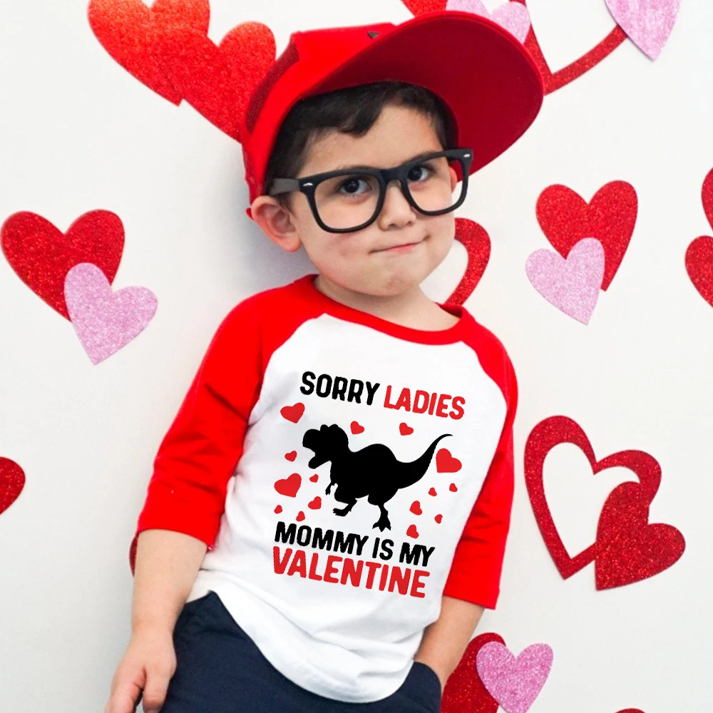 Valentines Kids T-shirt Child Raglan Clothes Valentines Day Party Best Gifts Sibling Tee Boys Girls Clothing Long Sleeve Outfits