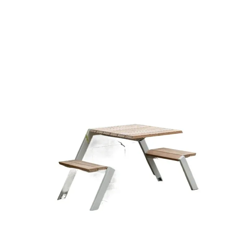 stainless steel table and chair set Leisure picnic park milk tea shop table Simple modern courtyard one-piece table and chairs