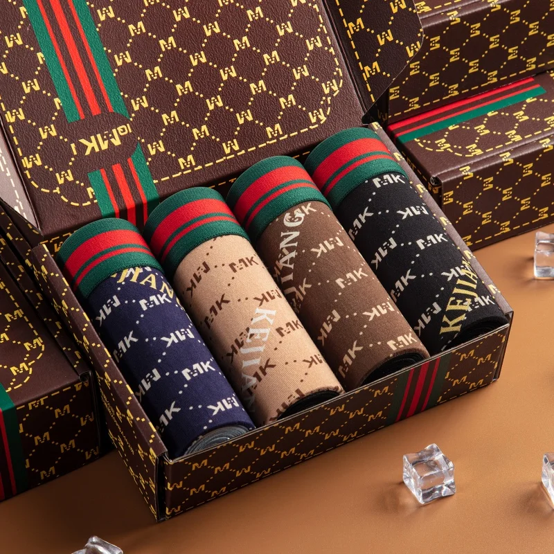 4 عبوات من الملابس الداخلية الرجالية العصرية، ألياف البوليستر اللدنة، سراويل زاوية مسطحة بدون خياطة ومريحة