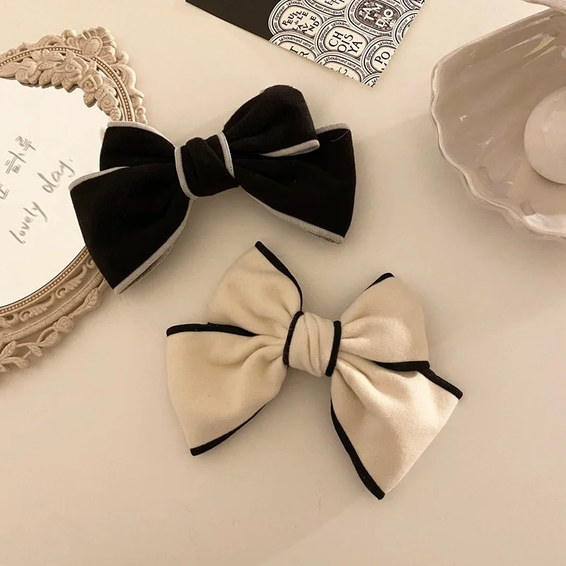 1 Pcs Women Imitation Cashmere Bowknot Hair Clip Elegant Top Head Barrettes Sweet Bow Ponytail Fixing Hair Accessory Hair Decor