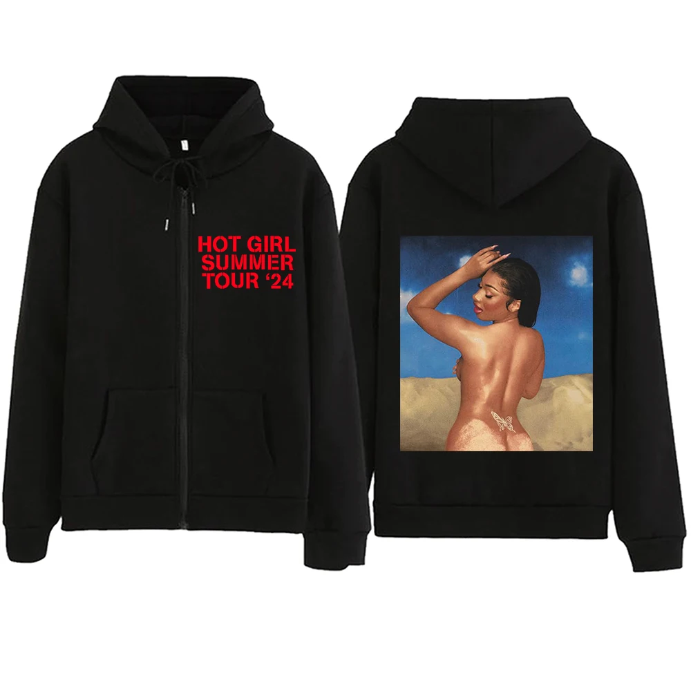 

Megan Thee Stallion Hot Girl Summer Tour ‘24 Zipper Hoodie Harajuku Pullover Tops Sweatshirt Streetwear Fans Gift