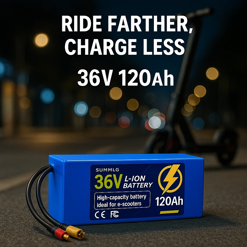 

NEW 36V 120Ah Li-ion Battery Pack 10S3P for Electric Scooter M365, 18650 Long Range Rechargeable Battery with Charger