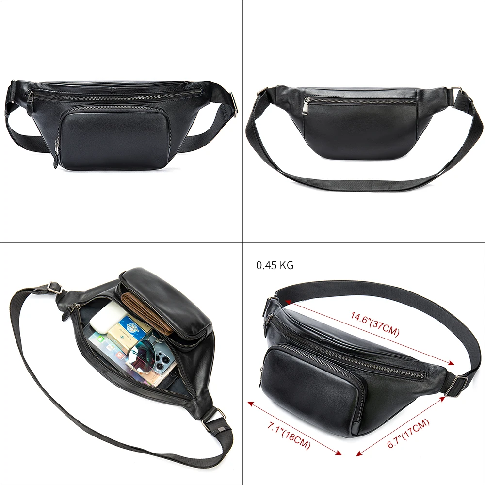 MVA Waist Pack Male Fanny Pack Man Waist Bag Men Shoulder Bags Travel Black Leather Men's Belt Bag Men New 허리가방 힙색 heuptas heren