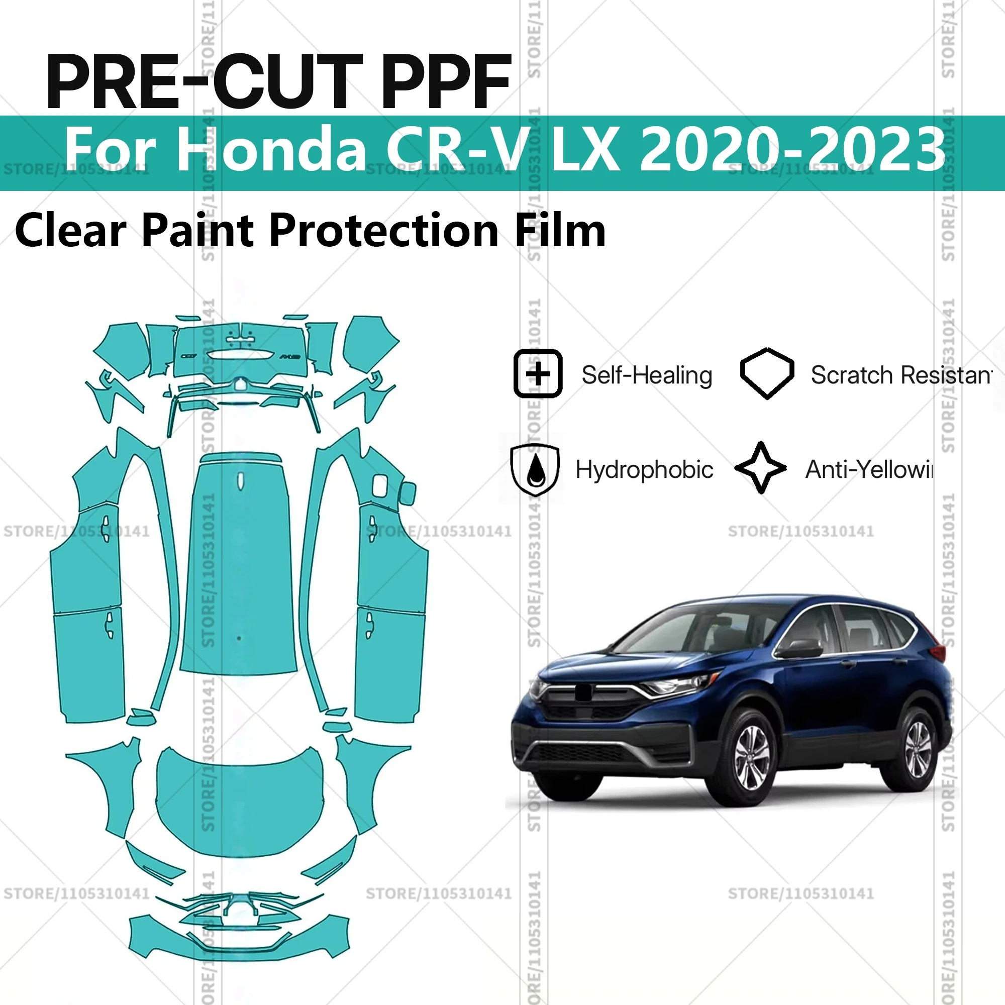 

Pre-Cut Paint Protection Film PPF Transparent Car Film Automotive PPF For Honda CR-V LX 2020-2023 Full Vehicle Professional