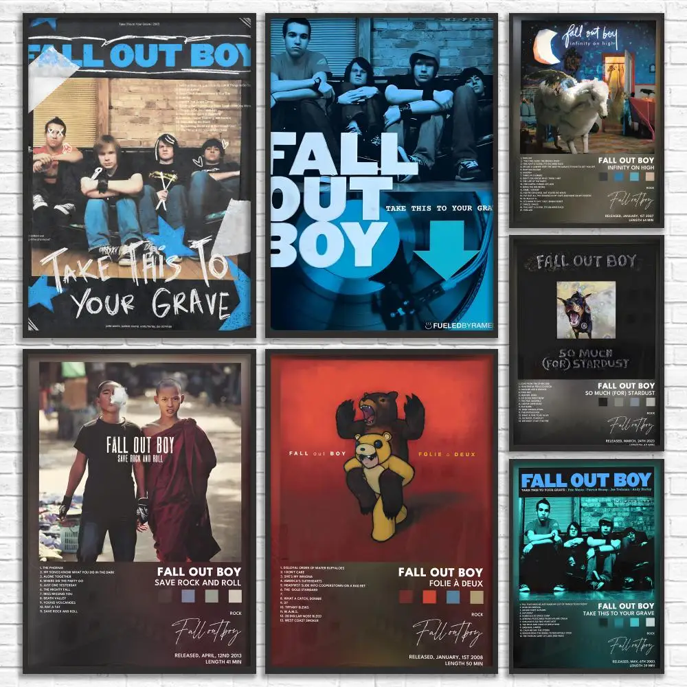 Rock Band F-Fall Out Boy Music Poster Canvas Mural For Interior Walls Crease-Free Beautiful For Living Room Bedroom