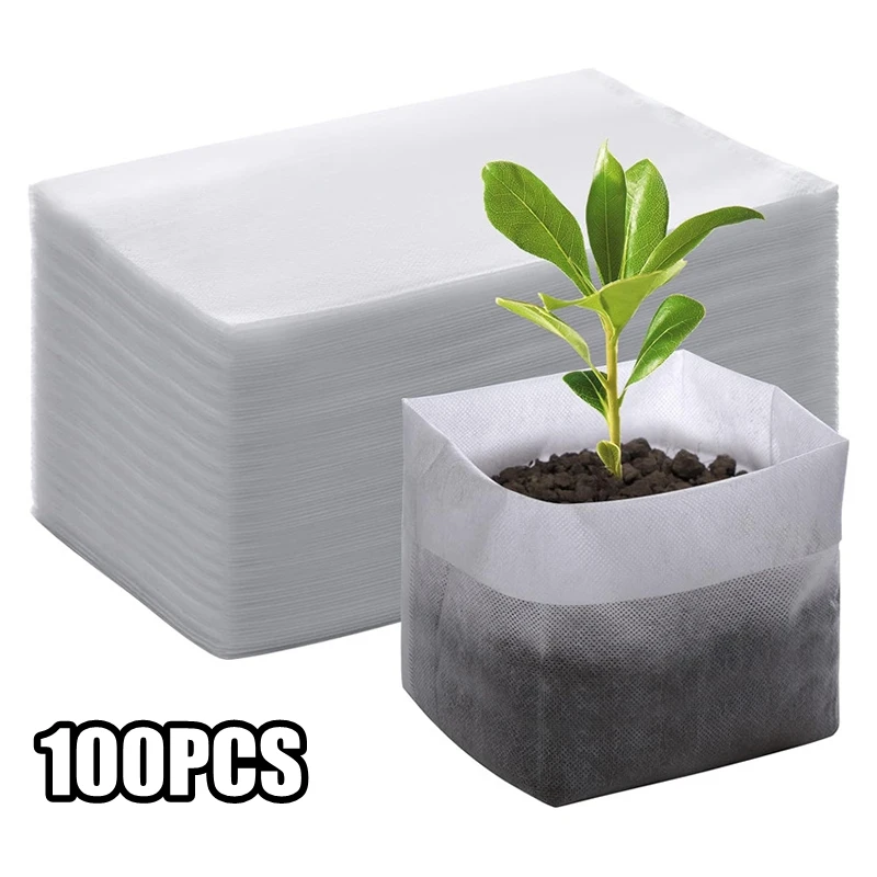 100 Uds. Taza de plántulas de jardín, macetas gruesas para vivero, macetas desechables no tejidas para flores, bolsas de cultivo de plántulas para plantar verduras
