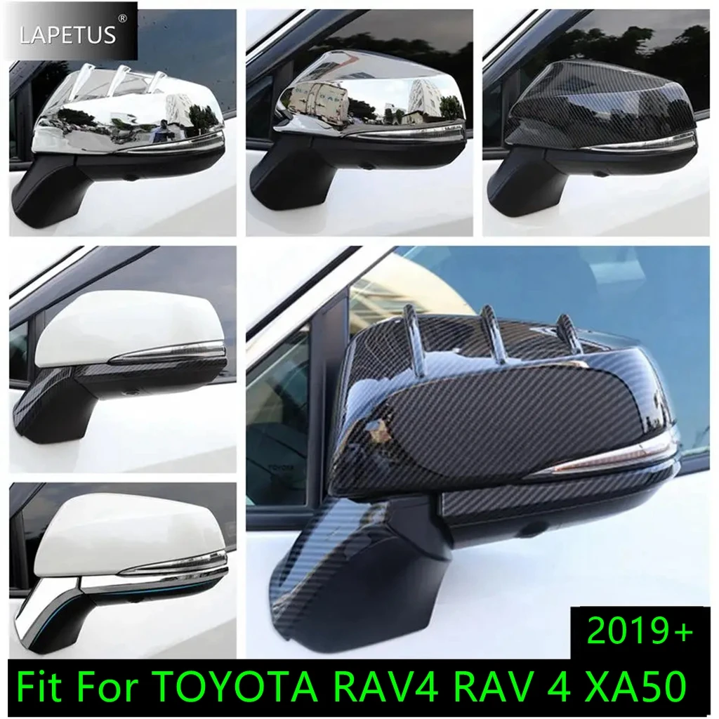 

ABS Chrome / Carbon Fiber Door Rearview Mirror Rubbing Strip Cap Cover Trim For TOYOTA RAV4 RAV 4 XA50 2019 - 2024 Accessories