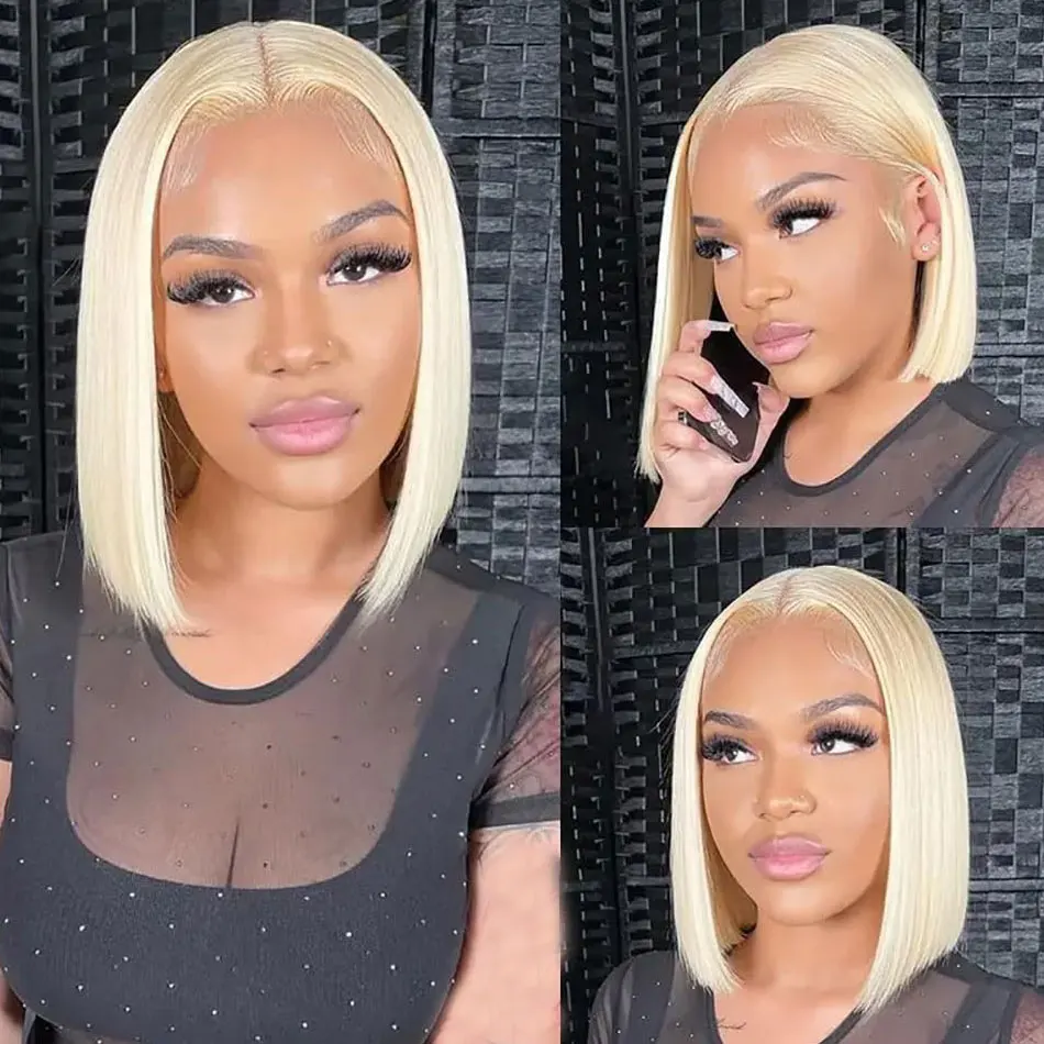 شقراء 613 مستقيم بوب شعر مستعار شعر الإنسان 13x4 13x6 Hd الدانتيل الباروكات الأمامية 200% الكثافة شقراء 613 باروكة من شعر طبيعي قصيرة بوب الباروكات