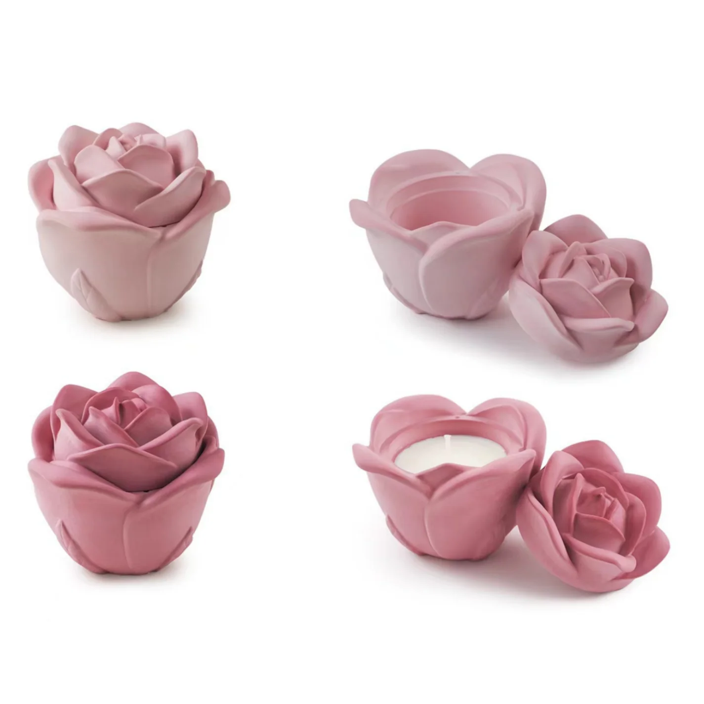 3D Rose Lagerung Kann Silikon Form DIY Ton Handwerk Valentinstag Schmuck Lagerung Hause Dekoration Kerzenhalter Geschenk Machen