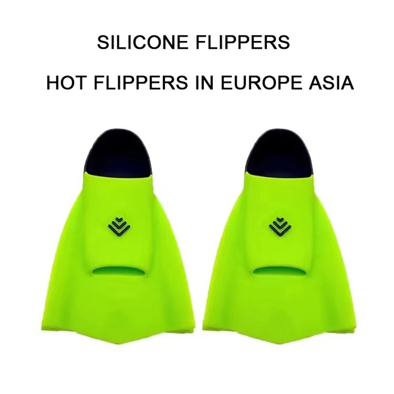 High-Quality New Adult Swimming Double Fin Flippers Professional Training Help Diving Flippers Swimming Silicone Short Flippers