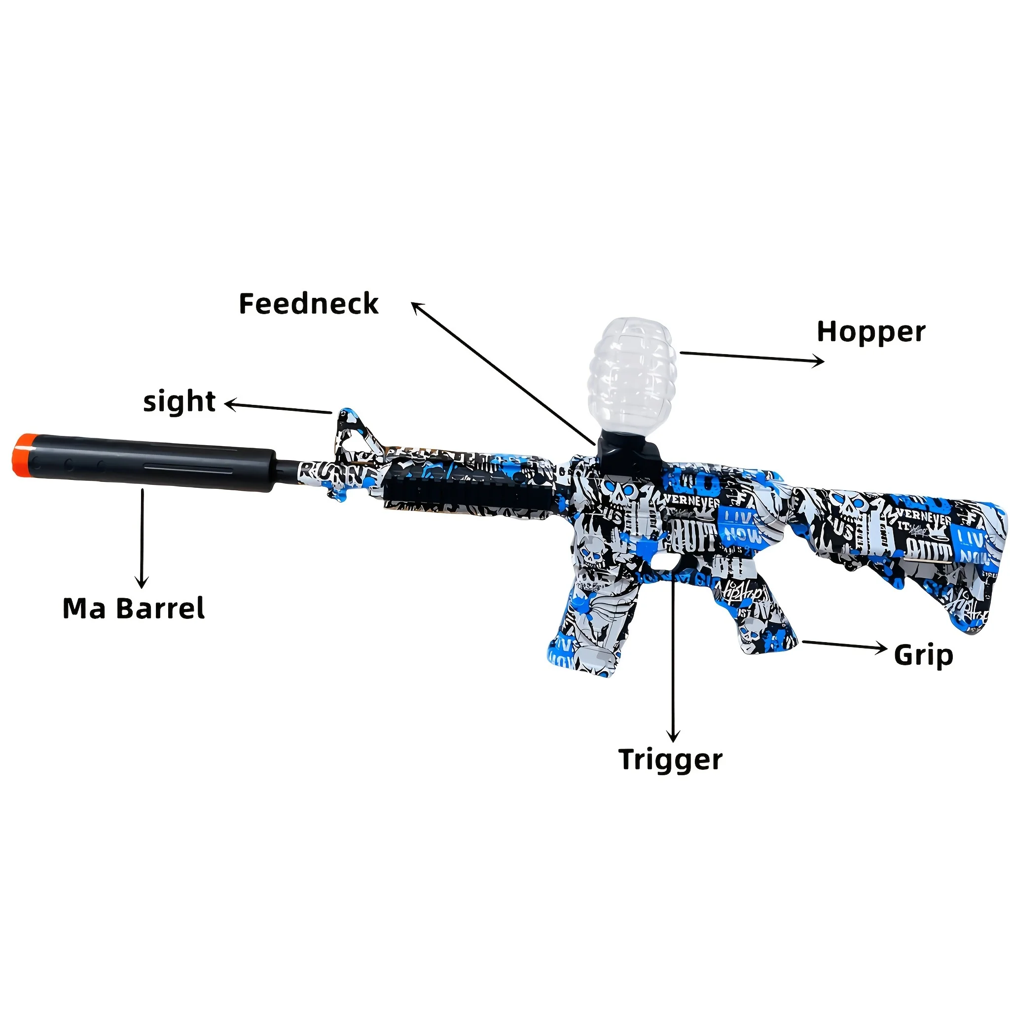 전기 볼 블래스터, 오르비즈 건 고성능 볼 블래스터 건 멋진 장난감 총, 충전식 스플래터 볼 장난감 (야외용)