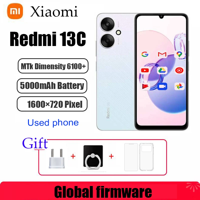 xiaomi Redmi 13C 5G smartphone Dimensity 6100+ 6.74" ultra-large Display 50MP+5MP AI Camera 18W 5000mAh Battery used phone